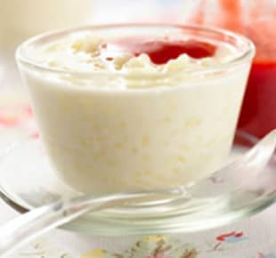 Rice Pudding with Jam Sauce